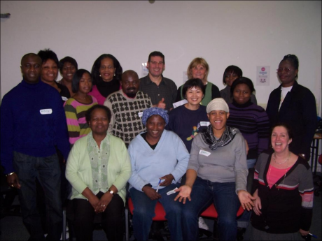 WLDT in Woodberry Down, Hackney (Phase 1). Lesleyanne Forman, WLDT Manager on far right front row.